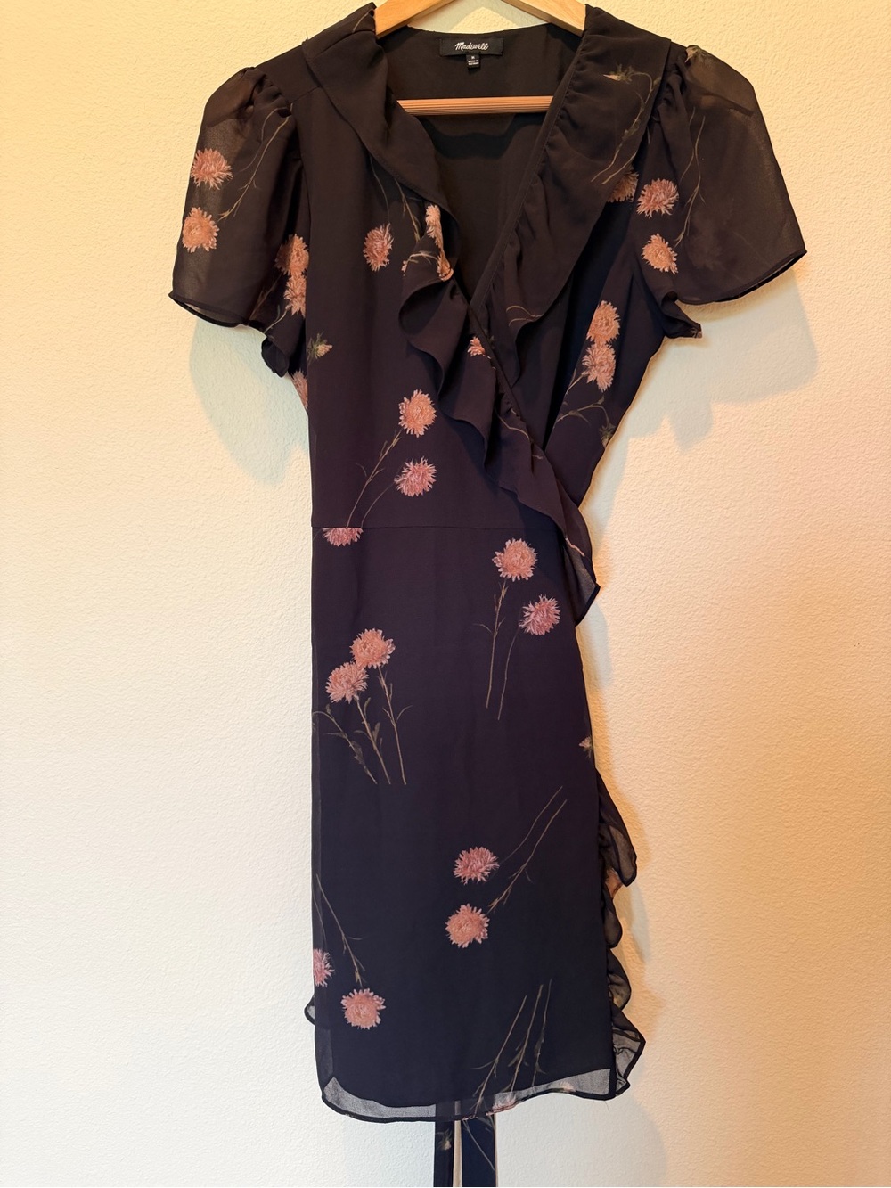 Madewell Floral Ruffle Wrap Midi Dress Size M #0169